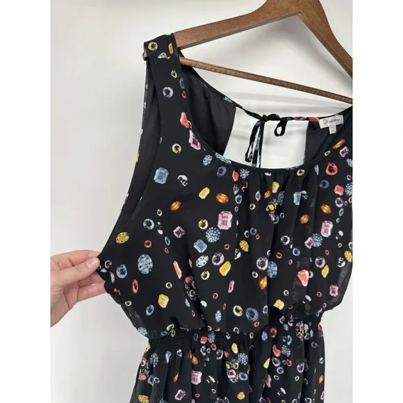 Olsenboye Gem Stone Diamond Chiffon Fit & Flare Mini Dress XL babydoll Sheer - Picture 3 of 7